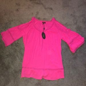 NWT open shoulder flowy pink top